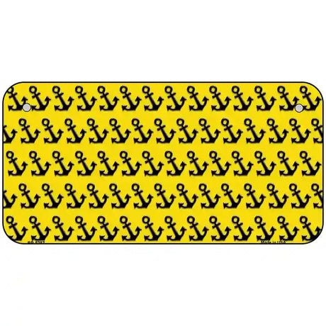Yellow Black Anchor Metal Novelty License Plate 6" x 3" (BP)