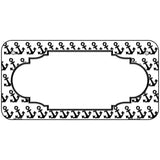 White Black Anchor Scallop Center Metal Novelty License Plate 6" x 3" (BP)