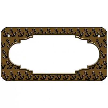 Brown Black Anchor Scallop Center Metal Novelty License Plate 6" x 3" (BP)