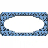 Light Blue Black Anchor Scallop Center Metal Novelty License Plate 6" x 3" (BP)