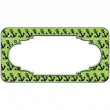 Lime Green Black Anchor Scallop Center Metal Novelty License Plate 6" x 3" (BP)