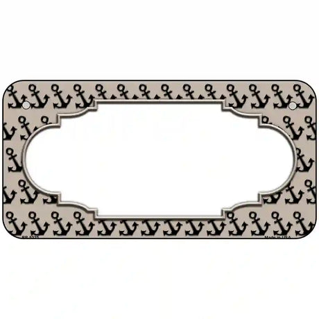 Tan Black Anchor Scallop Center Metal Novelty License Plate 6" x 3" (BP)