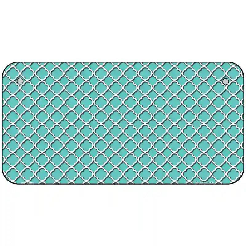 Tiffany Blue White Quatrefoil Metal Novelty License Plate 6" x 3" (BP)