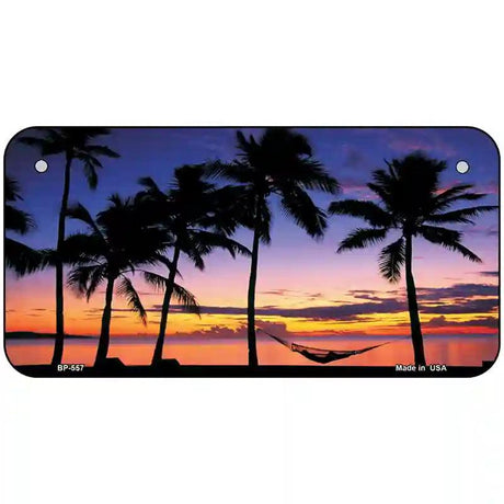 Sunset Hammock Metal Novelty License Plate 6" x 3" (BP)