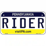 Rider Pennsylvania State Novelty Metal License Plate 6" x 3" (BP)