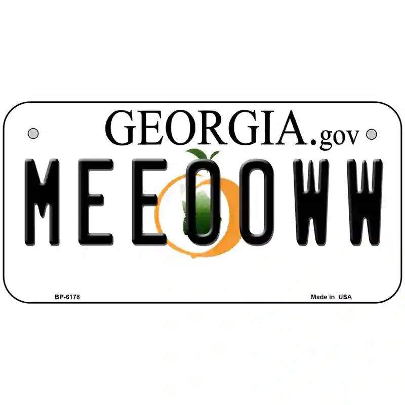 Meeooww Georgia Novelty Metal License Plate 6" x 3" (BP)