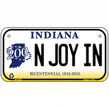 N Joy Indiana Novelty Metal License Plate 6" x 3" (BP)
