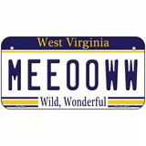 Meeooww West Virginia Novelty Metal License Plate 6" x 3" (BP)