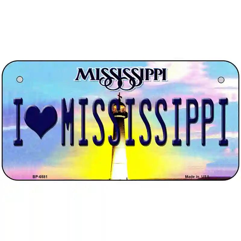 I Love Mississippi Novelty Metal License Plate 6" x 3" (BP)