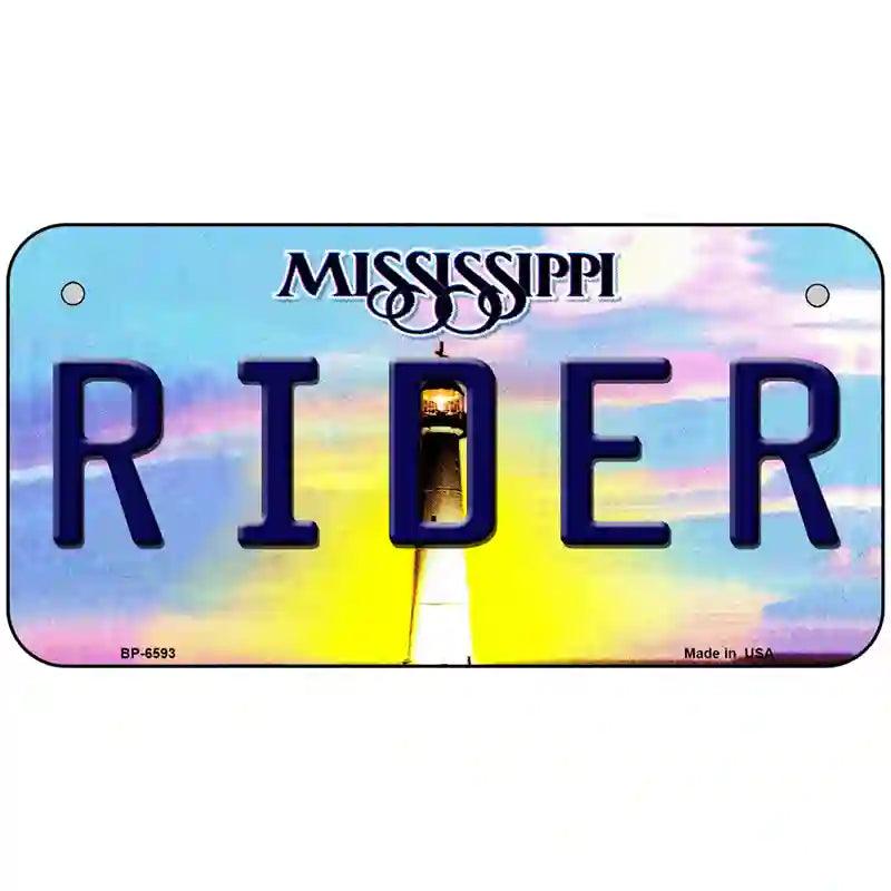 Rider Mississippi Novelty Metal License Plate 6" x 3" (BP)