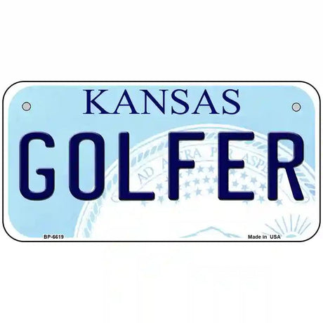 Golfer Kansas Novelty Metal License Plate 6" x 3" (BP)