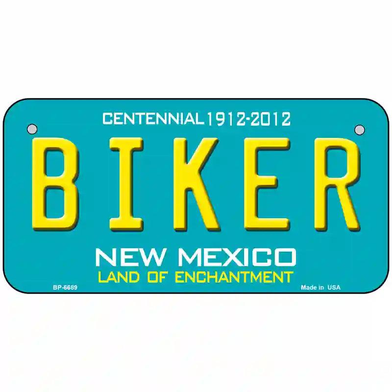 Biker New Mexico Novelty Metal License Plate 6" x 3" (BP)