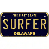 Surfer Delaware Novelty Metal License Plate 6" x 3" (BP)
