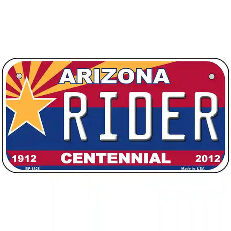 Arizona Centennial Rider Novelty Metal License Plate 6" x 3" (BP)