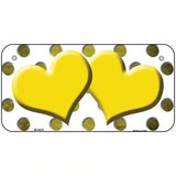Yellow White Dots Hearts Oil Rubbed Metal Novelty License Plate 6" x 3" (BP)