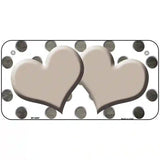 Tan White Dots Hearts Oil Rubbed Metal Novelty License Plate 6" x 3" (BP)