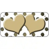 Gold White Dots Hearts Oil Rubbed Metal Novelty License Plate 6" x 3" (BP)