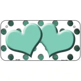 Mint White Dots Hearts Oil Rubbed Metal Novelty License Plate 6" x 3" (BP)