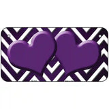 Purple White Hearts Chevron Oil Rubbed Metal Novelty License Plate 6" x 3" (BP)