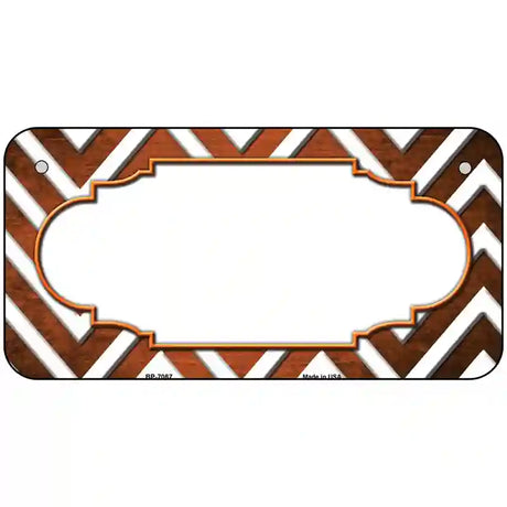 Orange White Chevron Scallop Oil Rubbed Metal Novelty License Plate 6" x 3" (BP)