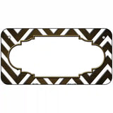 Brown White Chevron Scallop Oil Rubbed Metal Novelty License Plate 6" x 3" (BP)