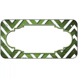 Lime Green White Chevron Scallop Oil Rubbed Metal Novelty License Plate 6" x 3" (BP)