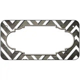Tan White Chevron Scallop Oil Rubbed Metal Novelty License Plate 6" x 3" (BP)