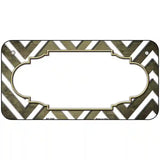 Gold White Chevron Scallop Oil Rubbed Metal Novelty License Plate 6" x 3" (BP)