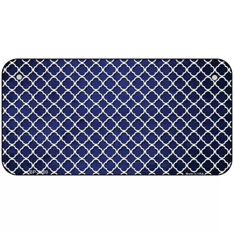 Blue White Quatrefoil Oil Rubbed Metal Novelty License Plate 6" x 3" (BP)