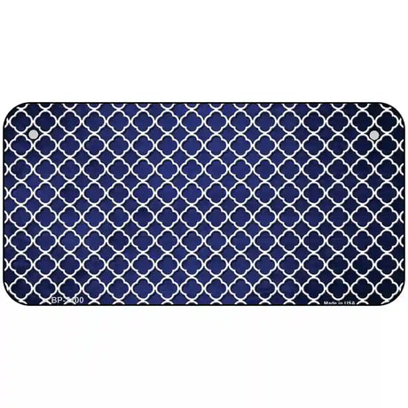 Blue White Quatrefoil Oil Rubbed Metal Novelty License Plate 6" x 3" (BP)