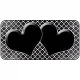 Black White Quatrefoil Hearts Oil Rubbed Metal Novelty License Plate 6" x 3" (BP)