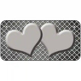 Gray White Quatrefoil Hearts Oil Rubbed Metal Novelty License Plate 6" x 3" (BP)