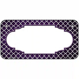 Purple White Quatrefoil Scallop Oil Rubbed Metal Novelty License Plate 6" x 3" (BP)