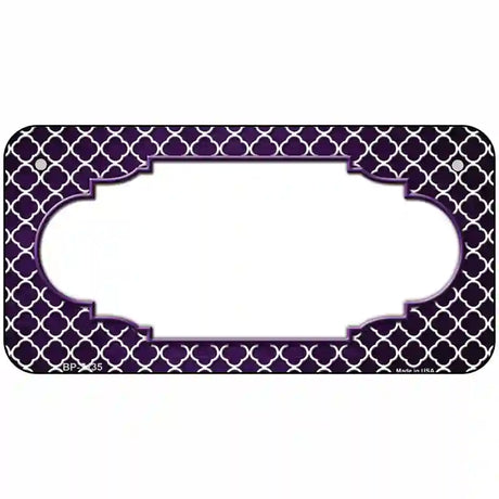 Purple White Quatrefoil Scallop Oil Rubbed Metal Novelty License Plate 6" x 3" (BP)