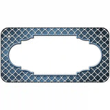 Light Blue White Quatrefoil Scallop Oil Rubbed Metal Novelty License Plate 6" x 3" (BP)