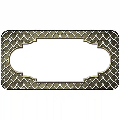 Gold White Quatrefoil Scallop Oil Rubbed Metal Novelty License Plate 6" x 3" (BP)
