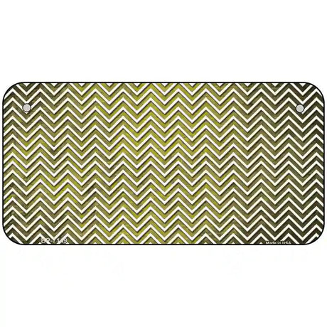 Yellow White Small Chevron Oil Rubbed Metal Novelty License Plate 6" x 3" (BP)