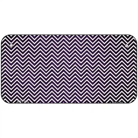Purple White Small Chevron Oil Rubbed Metal Novelty License Plate 6" x 3" (BP)