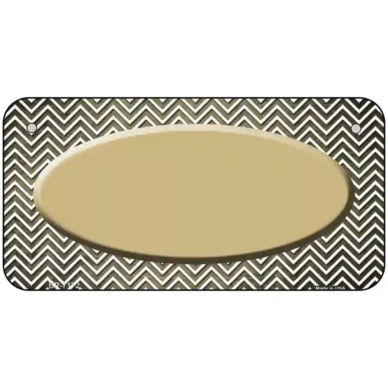 Gold White Small Chevron Oval Oil Rubbed Metal Novelty License Plate 6" x 3" (BP)
