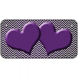Purple White Small Chevron Hearts Oil Rubbed Metal Novelty License Plate 6" x 3" (BP)