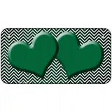 Green White Small Chevron Hearts Oil Rubbed Metal Novelty License Plate 6" x 3" (BP)