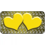 Yellow White Anchor Hearts Oil Rubbed Metal Novelty License Plate 6" x 3" (BP)