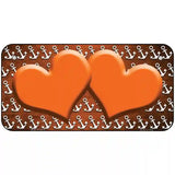 Orange White Anchor Hearts Oil Rubbed Metal Novelty License Plate 6" x 3" (BP)