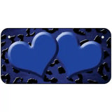 Blue Black Cheetah Hearts Oil Rubbed Metal Novelty License Plate 6" x 3" (BP)