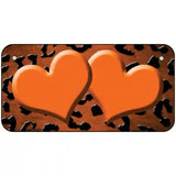 Orange Black Cheetah Hearts Oil Rubbed Metal Novelty License Plate 6" x 3" (BP)