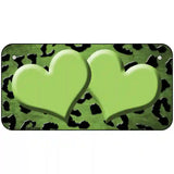 Lime Green Black Cheetah Hearts Oil Rubbed Metal Novelty License Plate 6" x 3" (BP)