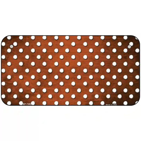 Orange White Small Dots Oil Rubbed Metal Novelty License Plate 6" x 3" (BP)