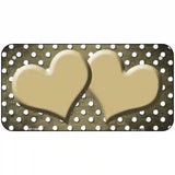 Gold White Small Dots Hearts Oil Rubbed Metal Novelty License Plate 6" x 3" (BP)