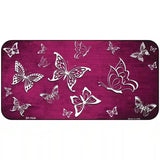 Pink White Butterfly Oil Rubbed Metal Novelty License Plate 6" x 3" (BP)