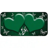 Green White Hearts Butterfly Oil Rubbed Metal Novelty License Plate 6" x 3" (BP)
